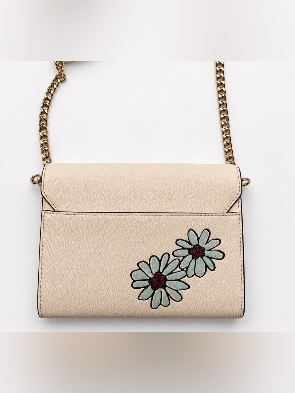 Tory Burch Cream Floral Appliqué Crossbody with Gold Chain - Picture 4 of 5
